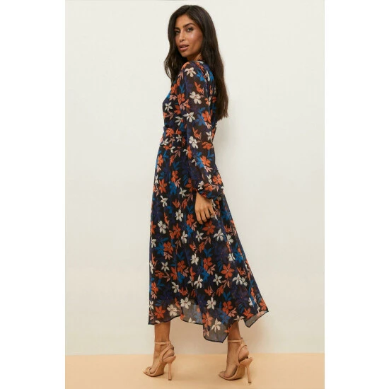 Wallis Tall Navy Floral Twist Front Dress For Female 5 Wallis Tall Navy Floral Twist Front Dress For Female - Image 3