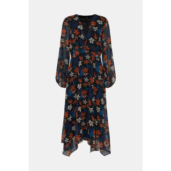 Wallis Tall Navy Floral Twist Front Dress For Female 7 Wallis Tall Navy Floral Twist Front Dress For Female - Image 5
