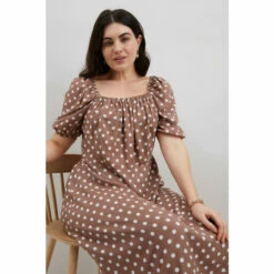 Wallis Curve Beige Spot Square Neck Dress For Female -Cheap Wallis Store unnamed file 5414