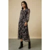 Wallis Black Stencil Floral Tie Neck Midi Dress For Female