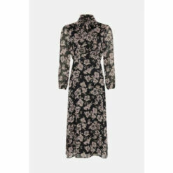 Wallis Black Stencil Floral Tie Neck Midi Dress For Female 12 Wallis Black Stencil Floral Tie Neck Midi Dress For Female -Cheap Wallis Store unnamed file 5427