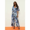 Wallis Blue Feather Jersey Wrap Jumpsuit For Female -Cheap Wallis Store unnamed file 5459