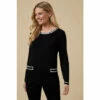 Wallis Petite Tipped Crew Neck Jumper For Female