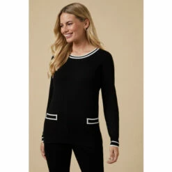 Wallis Petite Tipped Crew Neck Jumper For Female