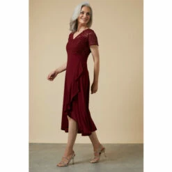 Wallis Sequin Lace Ruffle Midi Dress For Female