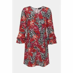 Wallis Ruffle Sleeve V Neck Floral Shift Dress For Female -Cheap Wallis Store unnamed file 5516