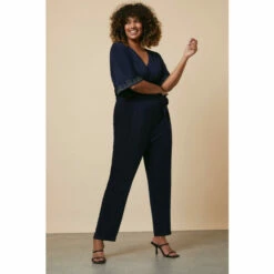 Wallis Curve Belted Jumpsuit Hotfix Cuffs For Female -Cheap Wallis Store unnamed file 5576