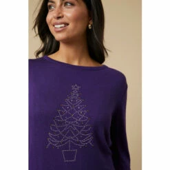 Wallis Tall Hotfix Xmas Tree Purple Jumper For Female -Cheap Wallis Store unnamed file 5592