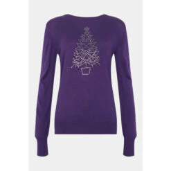 Wallis Tall Hotfix Xmas Tree Purple Jumper For Female -Cheap Wallis Store unnamed file 5593
