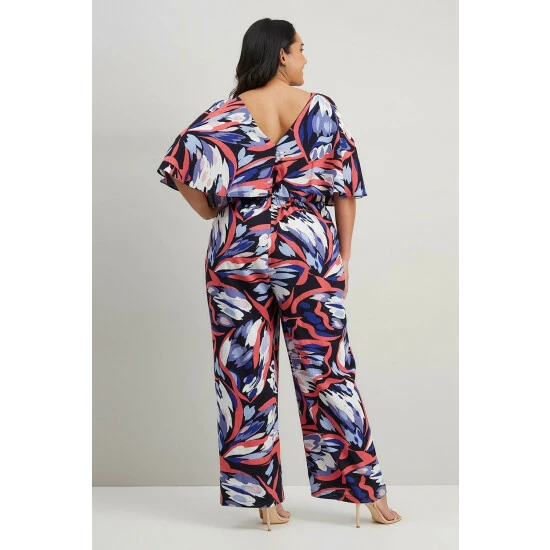 Wallis Curve Cape Floral Print Jumpsuit For Female 5 Wallis Curve Cape Floral Print Jumpsuit For Female - Image 3
