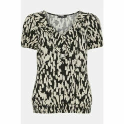 Wallis Mono Scratch Detail Jersey Ruffle Top For Female -Cheap Wallis Store unnamed file 5629