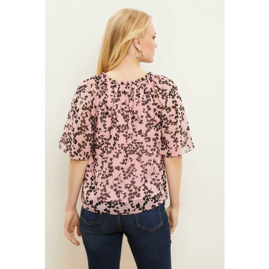 Wallis Petite Blush Floral Angel Sleeve Top For Female 5 Wallis Petite Blush Floral Angel Sleeve Top For Female - Image 3