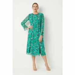 Wallis Green Floral Print Midi Dress For Female