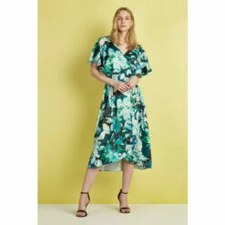 Wallis Petite Green Floral Cape Sleeve Dress For Female -Cheap Wallis Store unnamed file 5694