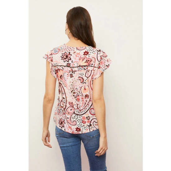 Wallis Red Paisley Frill Detail Shell Top For Female 5 Wallis Red Paisley Frill Detail Shell Top For Female - Image 3
