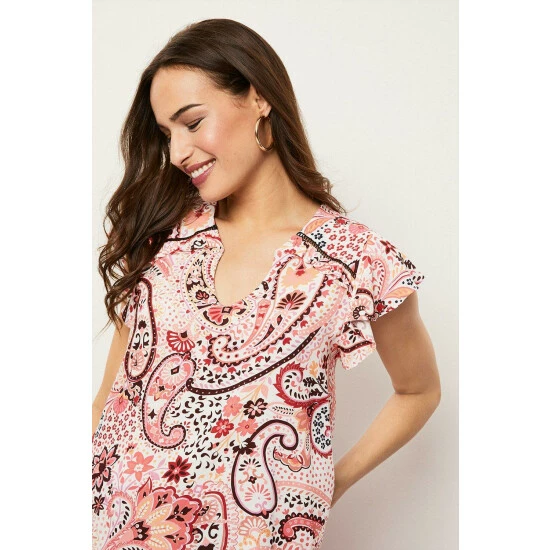Wallis Red Paisley Frill Detail Shell Top For Female 6 Wallis Red Paisley Frill Detail Shell Top For Female - Image 4