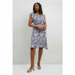 Wallis Ink Ikat Twist Front Jersey Dress For Female