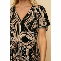 Wallis Petite Black Swirl Angel Sleeve Jersey Midi Dress For Female -Cheap Wallis Store unnamed file 5729