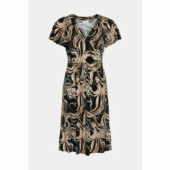 Wallis Petite Black Swirl Angel Sleeve Jersey Midi Dress For Female -Cheap Wallis Store unnamed file 5730