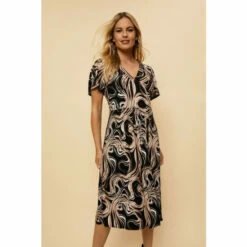 Wallis Petite Black Swirl Angel Sleeve Jersey Midi Dress For Female -Cheap Wallis Store unnamed file 5731
