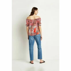 Wallis Red Pop Paisley Bardot Top For Female -Cheap Wallis Store unnamed file 5772
