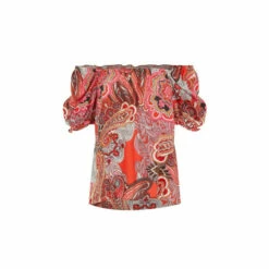 Wallis Red Pop Paisley Bardot Top For Female -Cheap Wallis Store unnamed file 5774