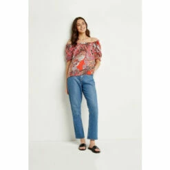 Wallis Red Pop Paisley Bardot Top For Female -Cheap Wallis Store unnamed file 5775
