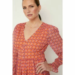 Wallis Orange Geo Print Button Midi Dresses For Female -Cheap Wallis Store unnamed file 580