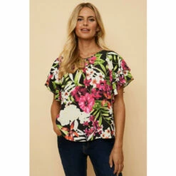 Wallis Petite Tropical Ruffle Sleeve Shell Top For Female -Cheap Wallis Store unnamed file 5802