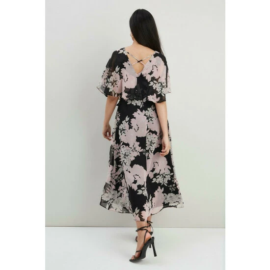 Wallis Petite Floral Chiffon Angel Sleeve Wrap Dress For Female 5 Wallis Petite Floral Chiffon Angel Sleeve Wrap Dress For Female - Image 3