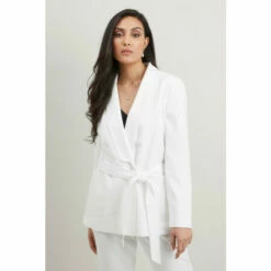 Wallis Petite Belted Double Breasted Suit Blazer For Female
