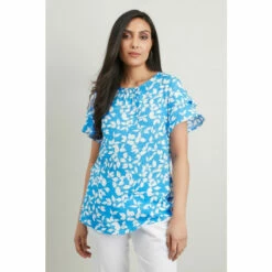 Wallis Petite Leaf Printed Shell Top For Female