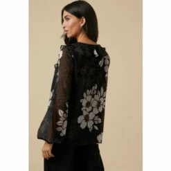 Wallis Tall Black Floral Ruffle Front Blouse For Female -Cheap Wallis Store unnamed file 5875
