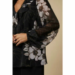 Wallis Tall Black Floral Ruffle Front Blouse For Female -Cheap Wallis Store unnamed file 5876
