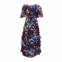 Wallis Burgundy Butterfly Wing Print Ruffle Dress For Female -Cheap Wallis Store unnamed file 5883