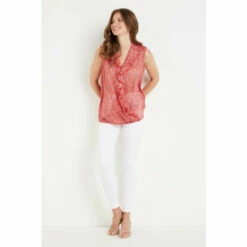 Wallis Tall Red Ditsy Metallic Sleeveless Ruffle Top For Female -Cheap Wallis Store unnamed file 5908