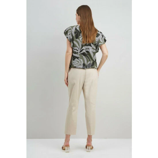 Wallis Tall Khaki Palm Tie Front Top For Female 5 Wallis Tall Khaki Palm Tie Front Top For Female - Image 3