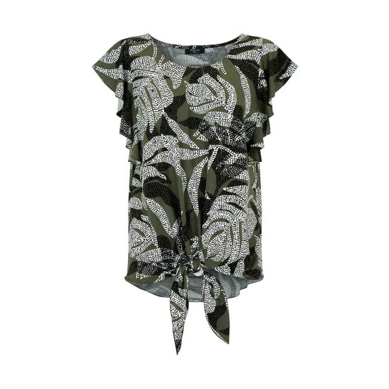 Wallis Tall Khaki Palm Tie Front Top For Female 7 Wallis Tall Khaki Palm Tie Front Top For Female - Image 5