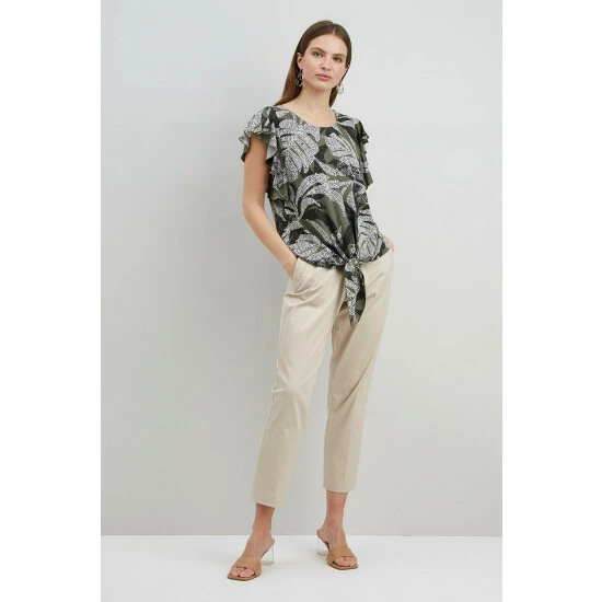 Wallis Tall Khaki Palm Tie Front Top For Female 8 Wallis Tall Khaki Palm Tie Front Top For Female - Image 6