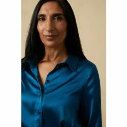 Wallis Teal Satin Wrap Waist Dress For Female -Cheap Wallis Store unnamed file 5975