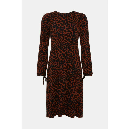 Wallis Tall Neutral Animal Tie Cuff Jersey Shift Dress For Female 7 Wallis Tall Neutral Animal Tie Cuff Jersey Shift Dress For Female - Image 5