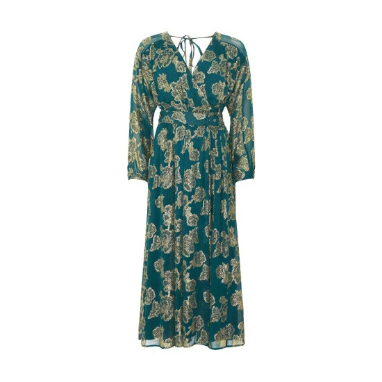 Wallis Metallic Floral Belted Midi Dress For Female 7 Wallis Metallic Floral Belted Midi Dress For Female - Image 5