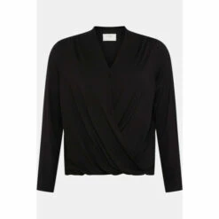 Wallis Petite Plain Black Jersey Wrap Top For Female -Cheap Wallis Store unnamed file 6038