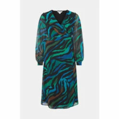 Wallis Green Tiger Ruffle Front Tie Belt Wrap Dress For Female -Cheap Wallis Store unnamed file 6045