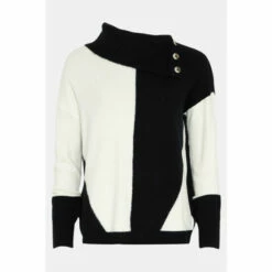 Wallis Mono Blocked Button Neck Jumper For Female -Cheap Wallis Store unnamed file 6052