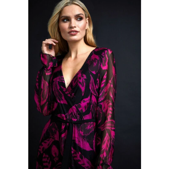 Wallis Silk Mix Feather Midi Dress For Female 6 Wallis Silk Mix Feather Midi Dress For Female - Image 4