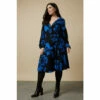Wallis Curve Blue Floral Jersey Wrap Midi Dress For Female