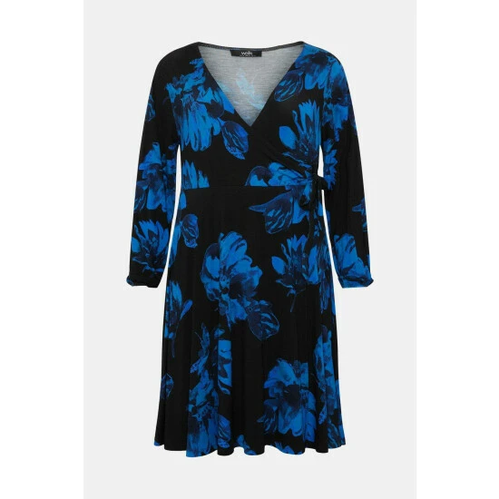 Wallis Curve Blue Floral Jersey Wrap Midi Dress For Female 7 Wallis Curve Blue Floral Jersey Wrap Midi Dress For Female - Image 5