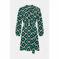 Wallis Petite Green Geo Belted Mini Shirt Dress For Female -Cheap Wallis Store unnamed file 6078