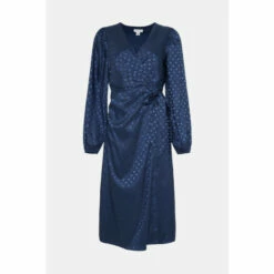 Wallis Jacquard Spot Wrap Midi Dress For Female -Cheap Wallis Store unnamed file 625